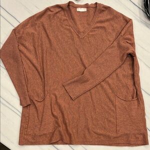 V-Neck Rust Altar’d State Sweater with Pockets